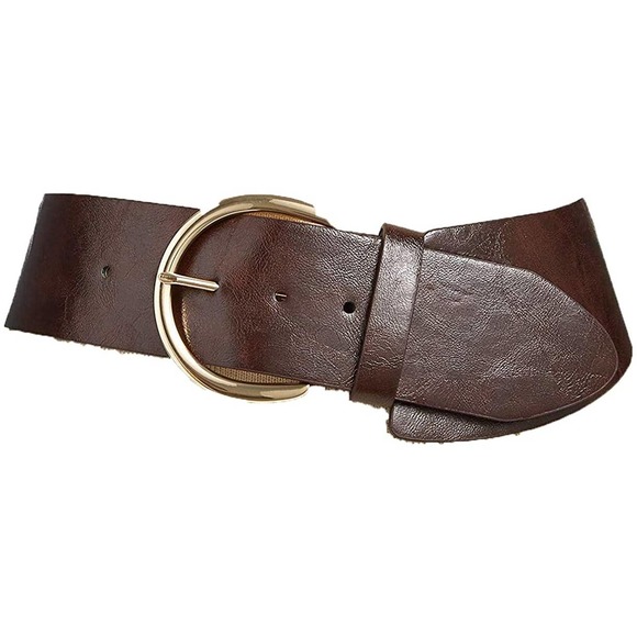 INC International Concepts Accessories - INC Women's Asymmetrical Stretch Belt Brown, M/L